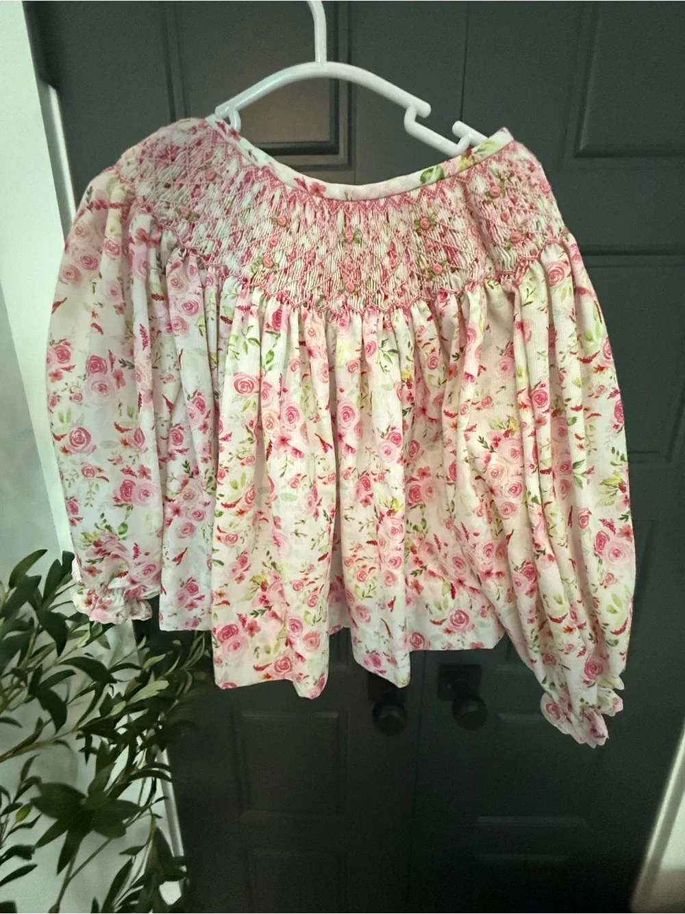 BBS Girls Pink Floral Smocked Long-Sleeve Top & Pants Set - 2T - Play Condition